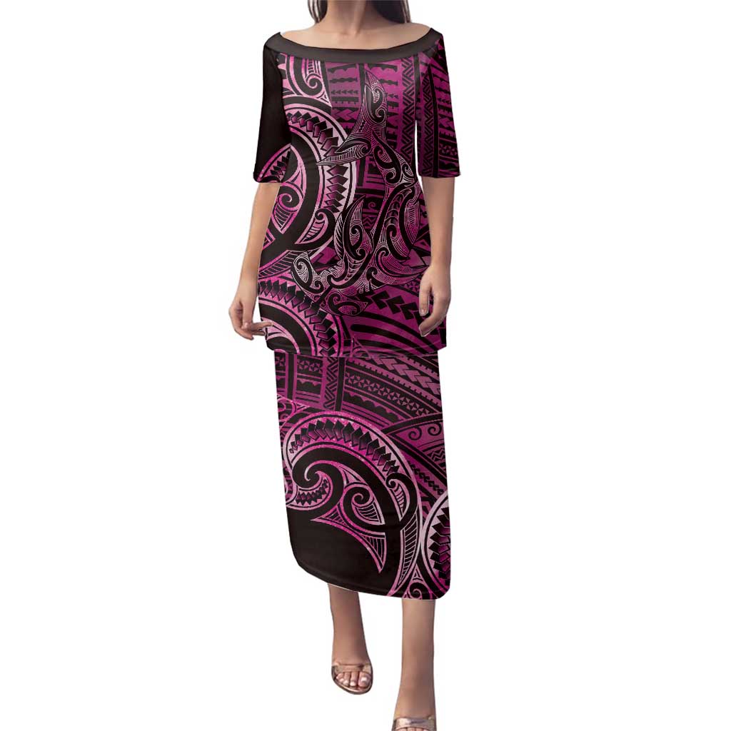 New Zealand Hammerhead Shark Family Matching Puletasi and Hawaiian Shirt Maori Haehae Mangopare Pink - Vibe Hoodie