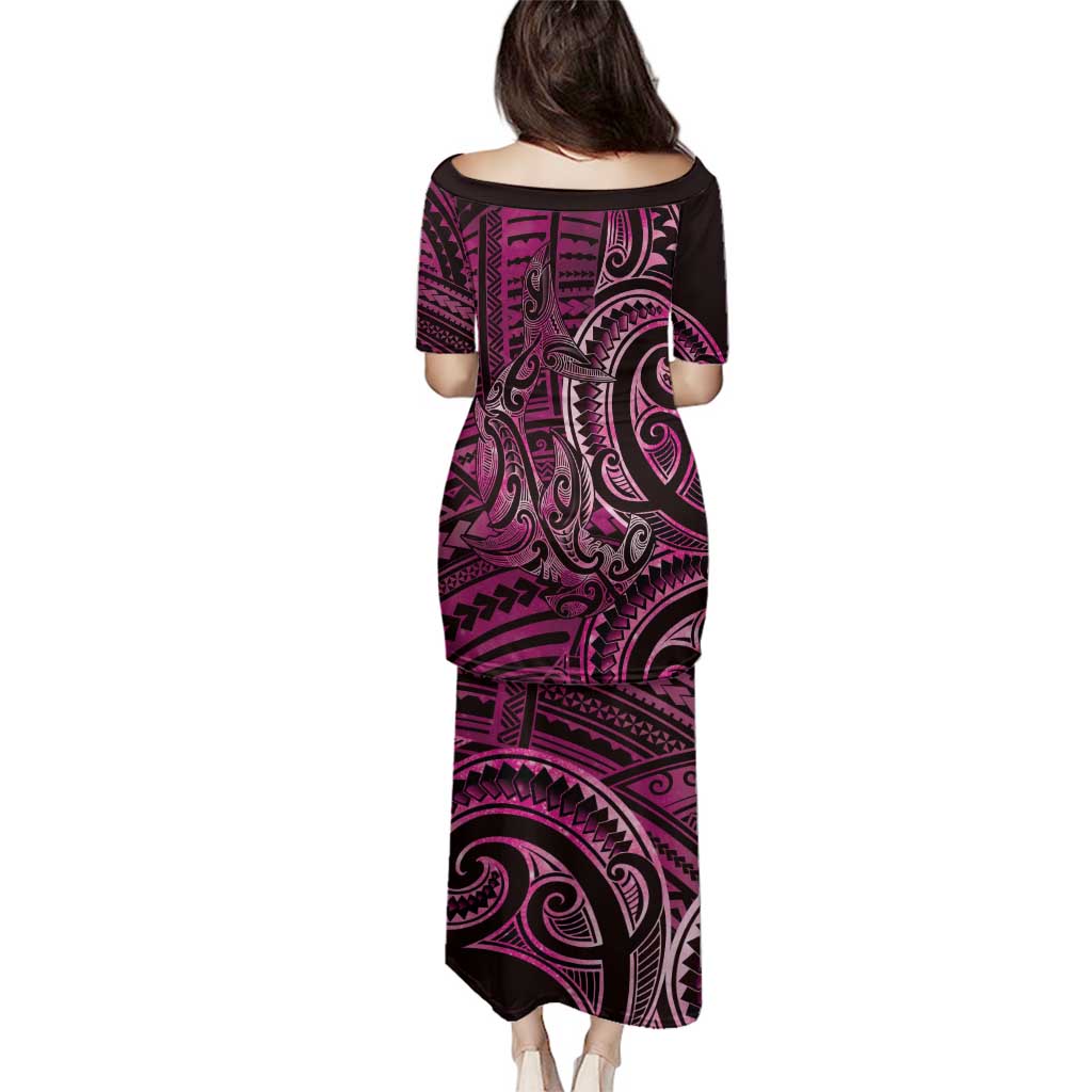 New Zealand Hammerhead Shark Family Matching Puletasi and Hawaiian Shirt Maori Haehae Mangopare Pink - Vibe Hoodie