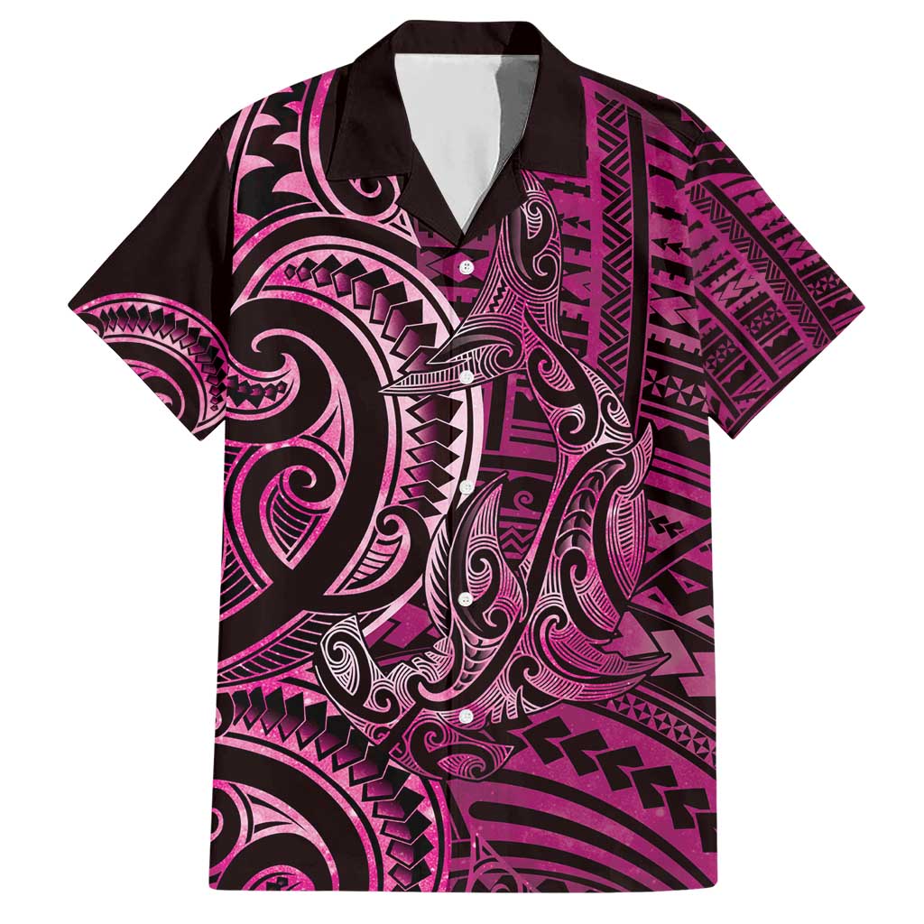 New Zealand Hammerhead Shark Hawaiian Shirt Maori Haehae Mangopare Pink - Vibe Hoodie