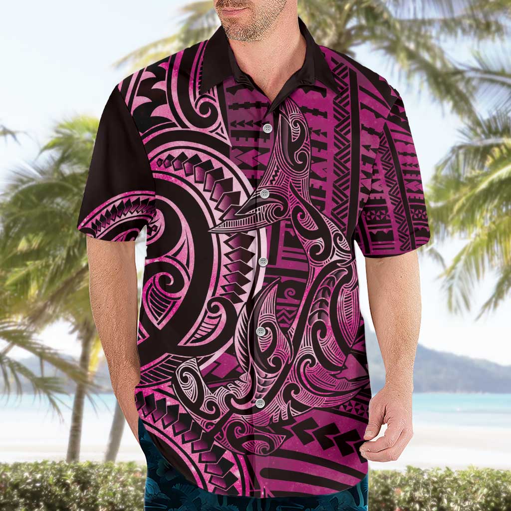 New Zealand Hammerhead Shark Hawaiian Shirt Maori Haehae Mangopare Pink - Vibe Hoodie