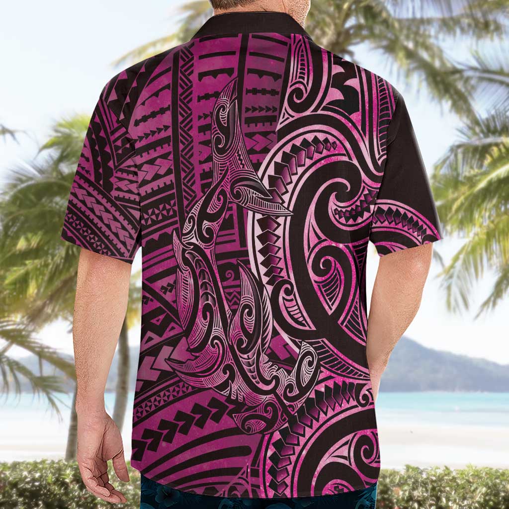 New Zealand Hammerhead Shark Hawaiian Shirt Maori Haehae Mangopare Pink - Vibe Hoodie