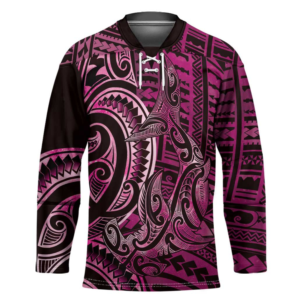 New Zealand Hammerhead Shark Hockey Jersey Maori Haehae Mangopare Pink - Vibe Hoodie