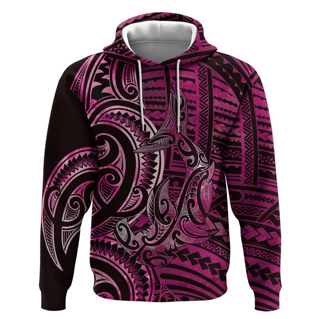 New Zealand Hammerhead Shark Hoodie Maori Haehae Mangopare Pink - Vibe Hoodie