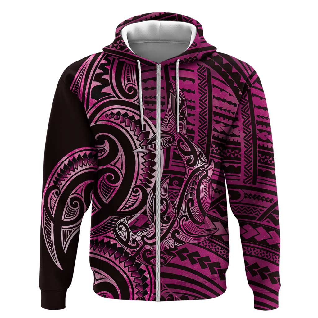 New Zealand Hammerhead Shark Hoodie Maori Haehae Mangopare Pink - Vibe Hoodie