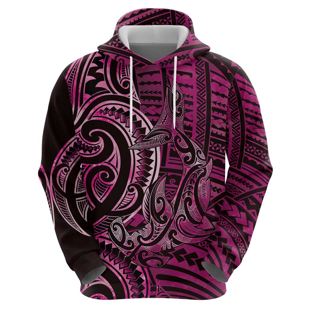New Zealand Hammerhead Shark Hoodie Maori Haehae Mangopare Pink - Vibe Hoodie