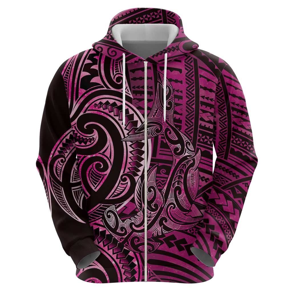 New Zealand Hammerhead Shark Hoodie Maori Haehae Mangopare Pink - Vibe Hoodie