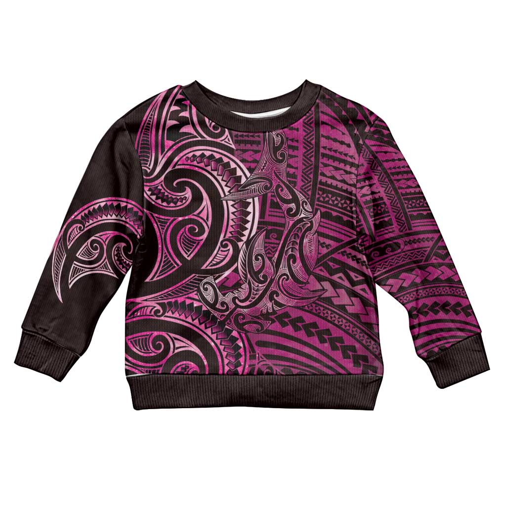 New Zealand Hammerhead Shark Kid Ugly Christmas Sweater Maori Haehae Mangopare Pink - Vibe Hoodie