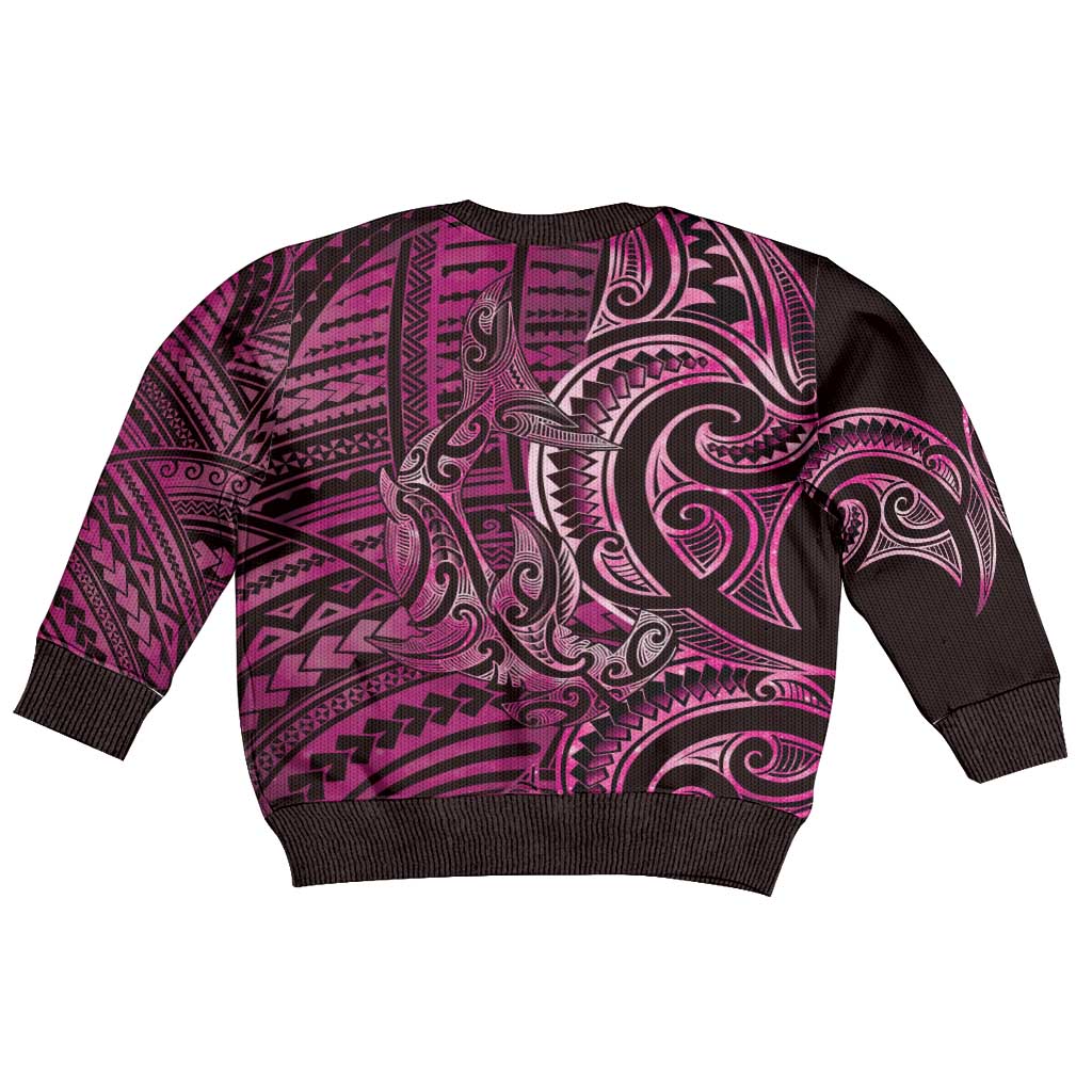 New Zealand Hammerhead Shark Kid Ugly Christmas Sweater Maori Haehae Mangopare Pink - Vibe Hoodie