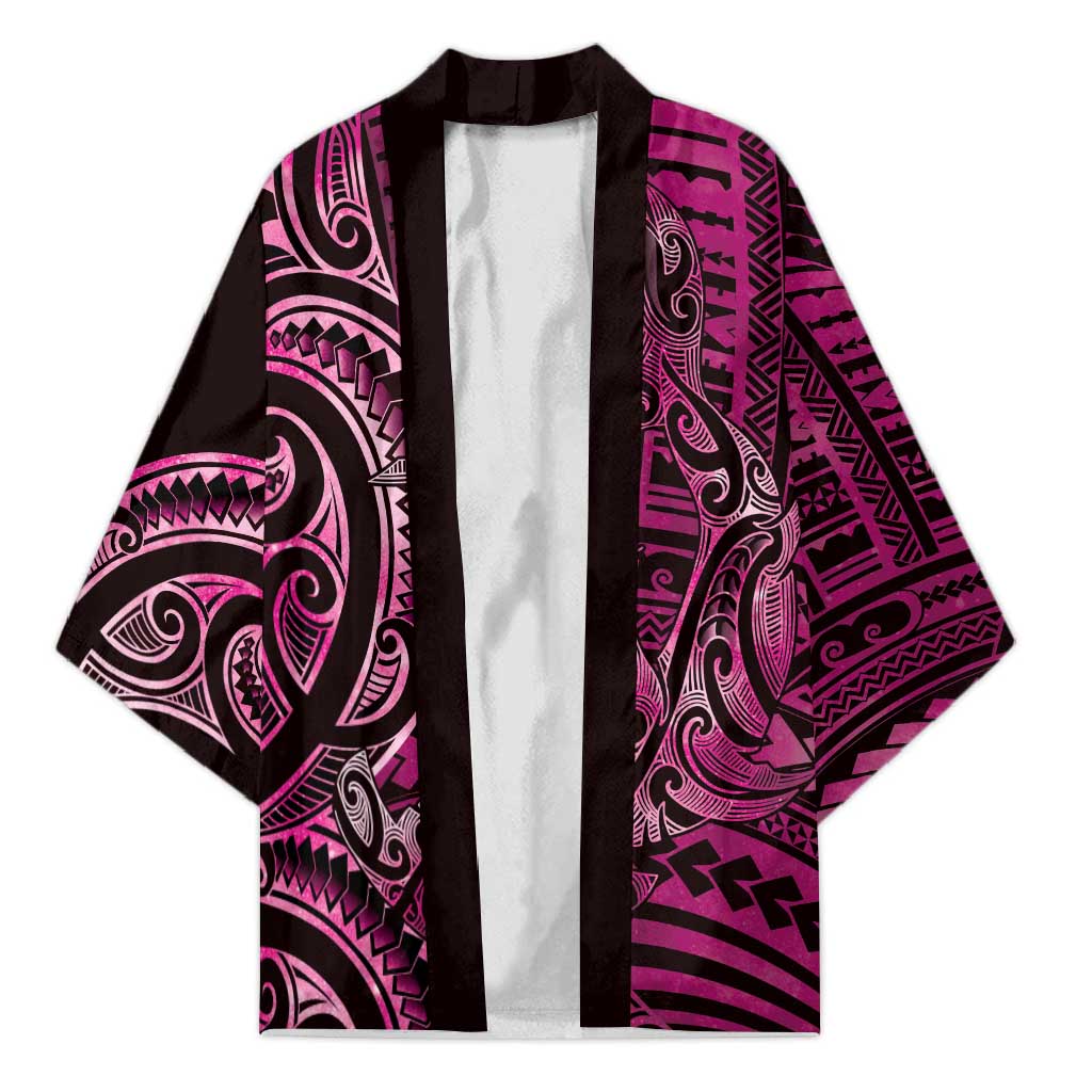 New Zealand Hammerhead Shark Kimono Maori Haehae Mangopare Pink - Vibe Hoodie