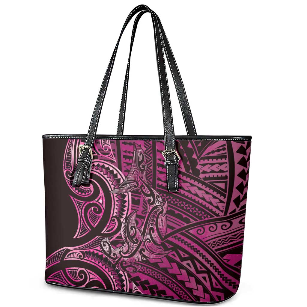 New Zealand Hammerhead Shark Leather Tote Bag Maori Haehae Mangopare Pink - Vibe Hoodie
