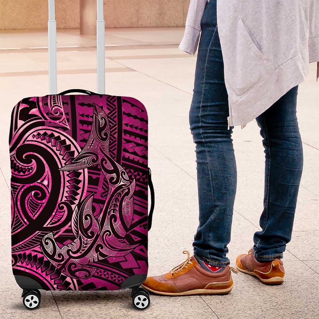 New Zealand Hammerhead Shark Luggage Cover Maori Haehae Mangopare Pink - Vibe Hoodie