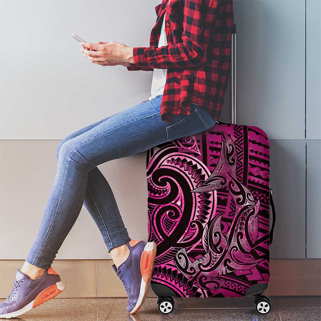 New Zealand Hammerhead Shark Luggage Cover Maori Haehae Mangopare Pink - Vibe Hoodie