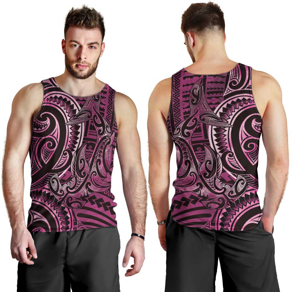 New Zealand Hammerhead Shark Men Tank Top Maori Haehae Mangopare Pink - Vibe Hoodie