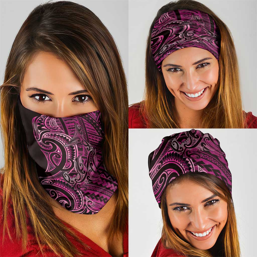 New Zealand Hammerhead Shark Neck Gaiter Maori Haehae Mangopare Pink - Vibe Hoodie