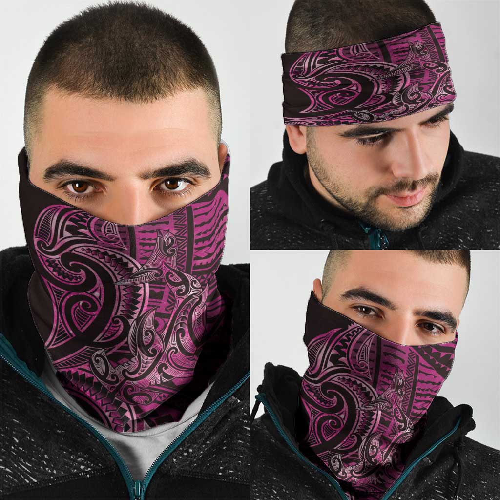 New Zealand Hammerhead Shark Neck Gaiter Maori Haehae Mangopare Pink - Vibe Hoodie