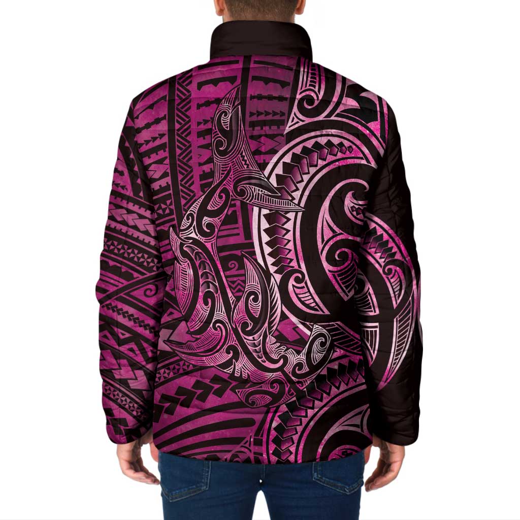 New Zealand Hammerhead Shark Padded Jacket Maori Haehae Mangopare Pink - Vibe Hoodie