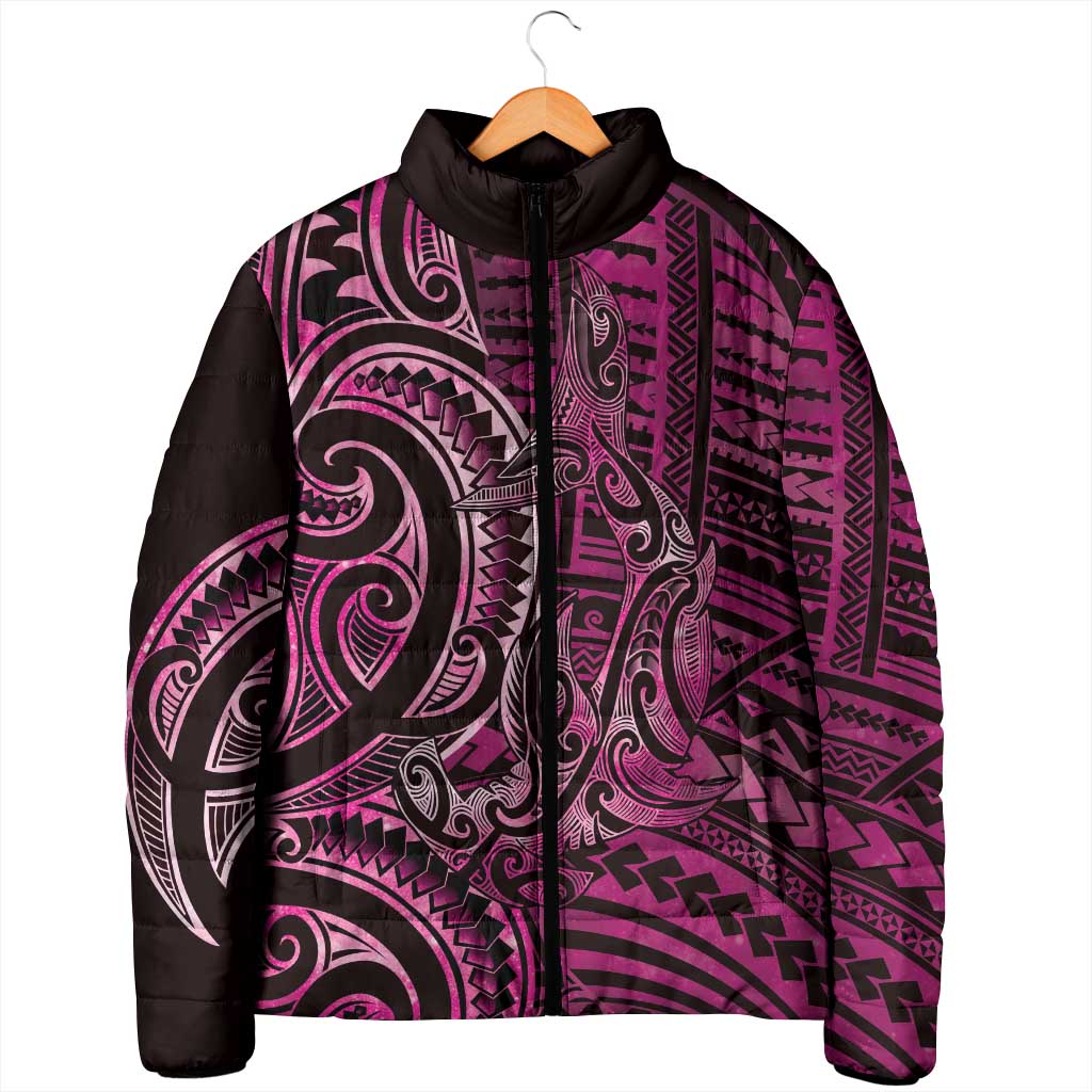 New Zealand Hammerhead Shark Padded Jacket Maori Haehae Mangopare Pink - Vibe Hoodie