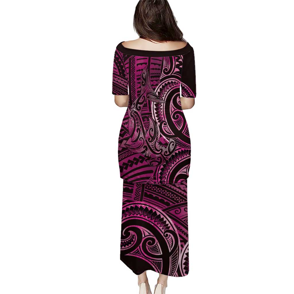 New Zealand Hammerhead Shark Puletasi Maori Haehae Mangopare Pink - Vibe Hoodie