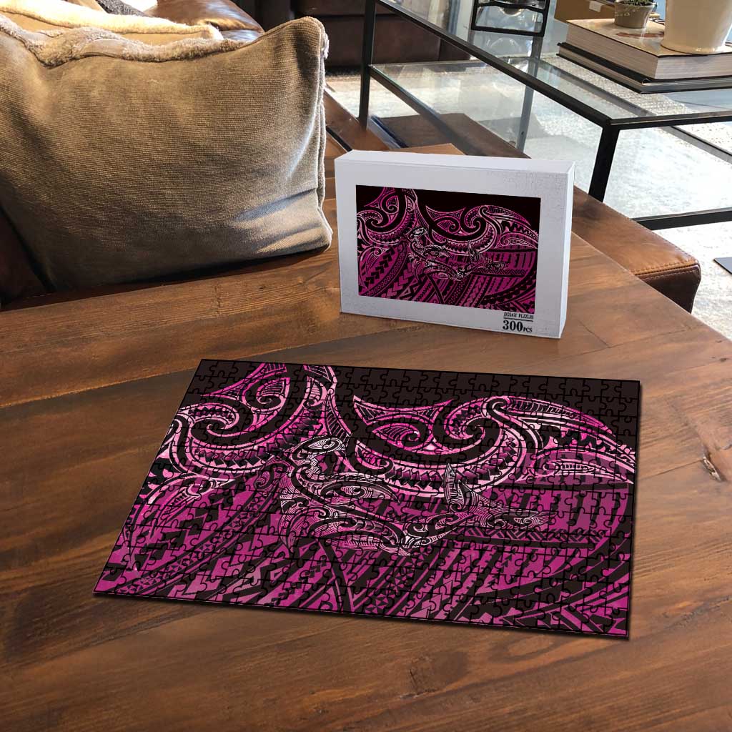 New Zealand Hammerhead Shark Puzzle Maori Haehae Mangopare Pink - Vibe Hoodie