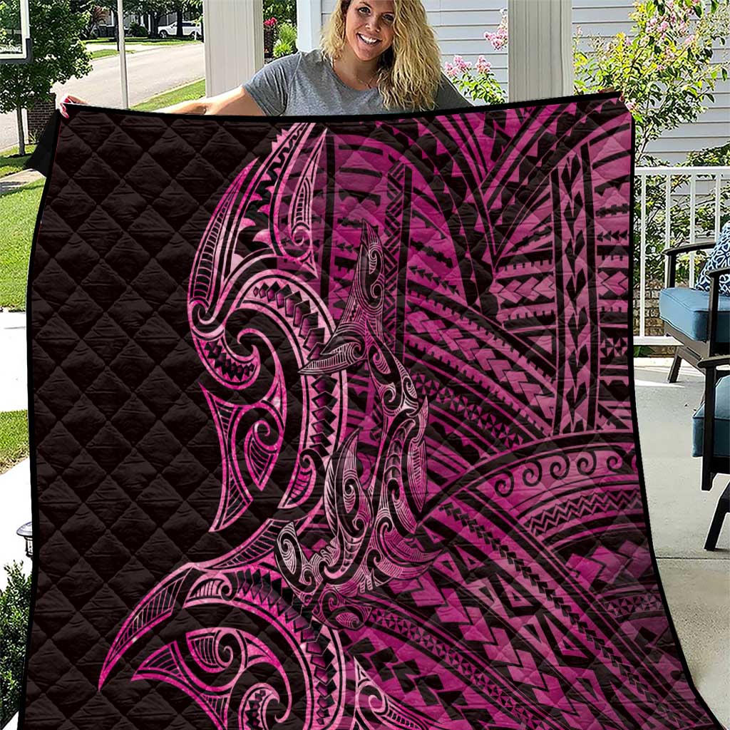 New Zealand Hammerhead Shark Quilt Maori Haehae Mangopare Pink - Vibe Hoodie