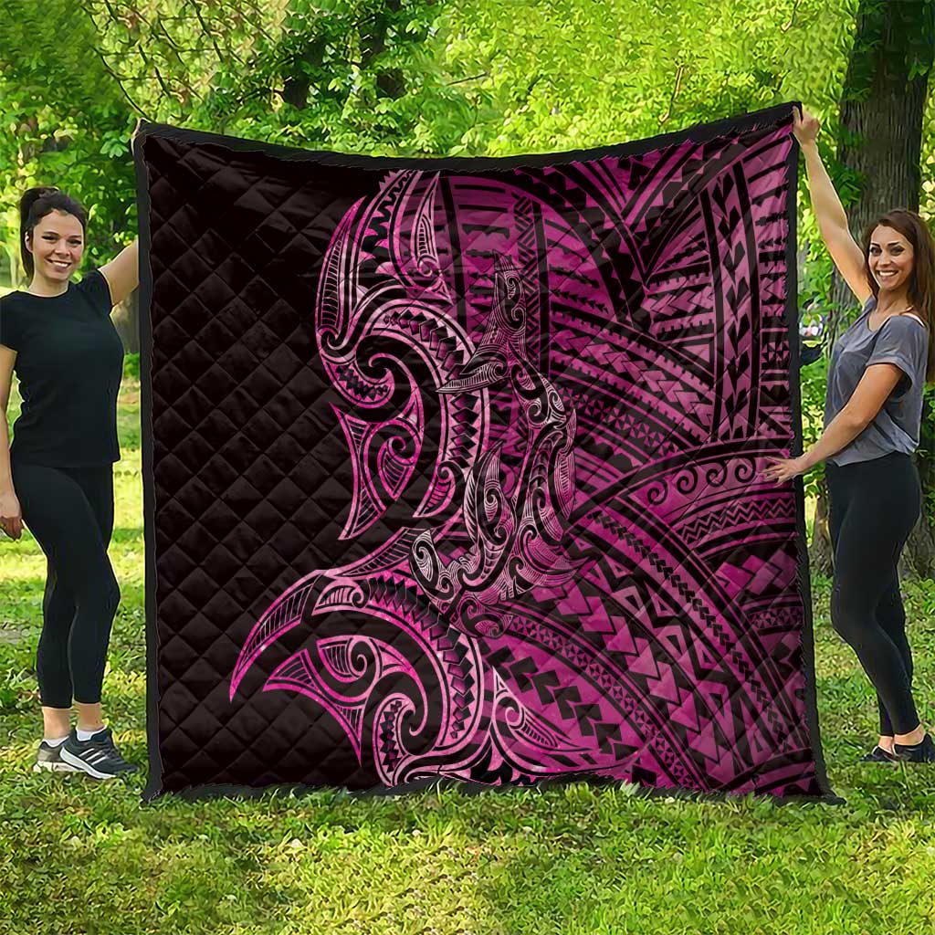 New Zealand Hammerhead Shark Quilt Maori Haehae Mangopare Pink - Vibe Hoodie