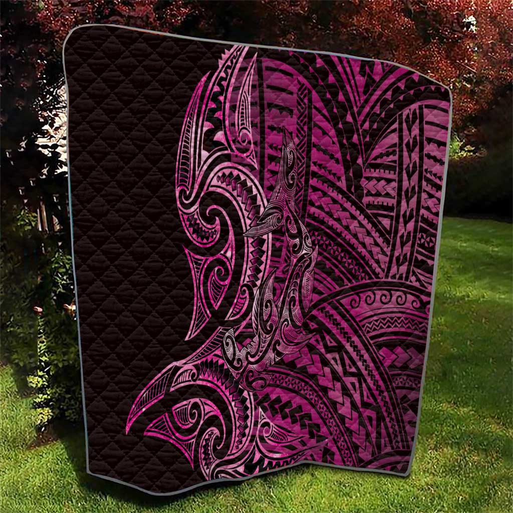 New Zealand Hammerhead Shark Quilt Maori Haehae Mangopare Pink - Vibe Hoodie