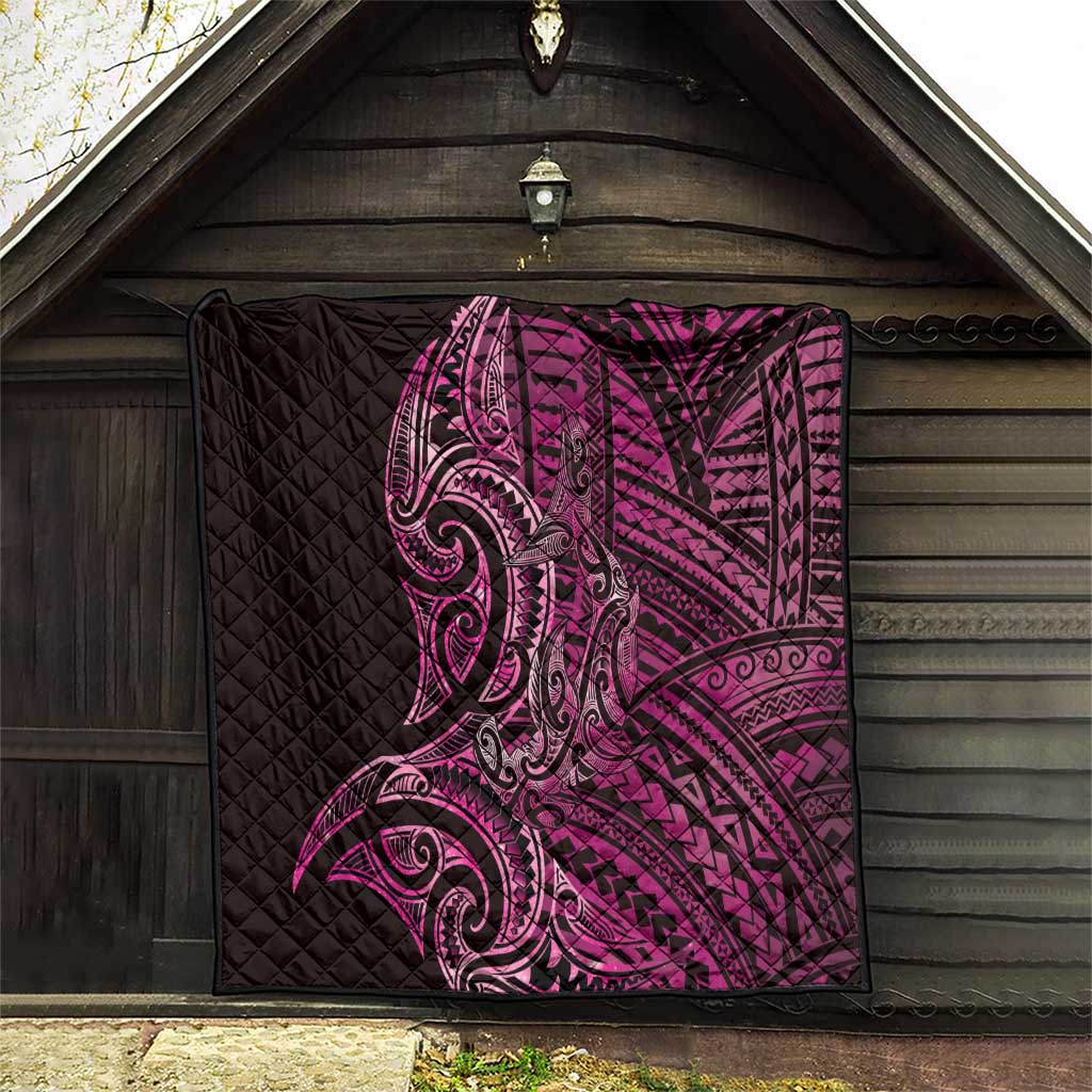 New Zealand Hammerhead Shark Quilt Maori Haehae Mangopare Pink - Vibe Hoodie
