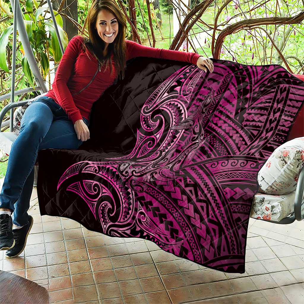 New Zealand Hammerhead Shark Quilt Maori Haehae Mangopare Pink - Vibe Hoodie