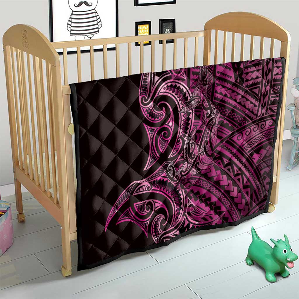 New Zealand Hammerhead Shark Quilt Maori Haehae Mangopare Pink - Vibe Hoodie