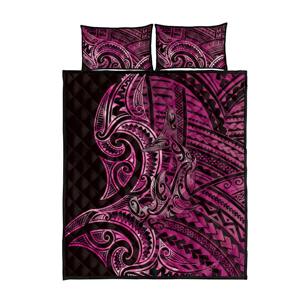 New Zealand Hammerhead Shark Quilt Bed Set Maori Haehae Mangopare Pink - Vibe Hoodie