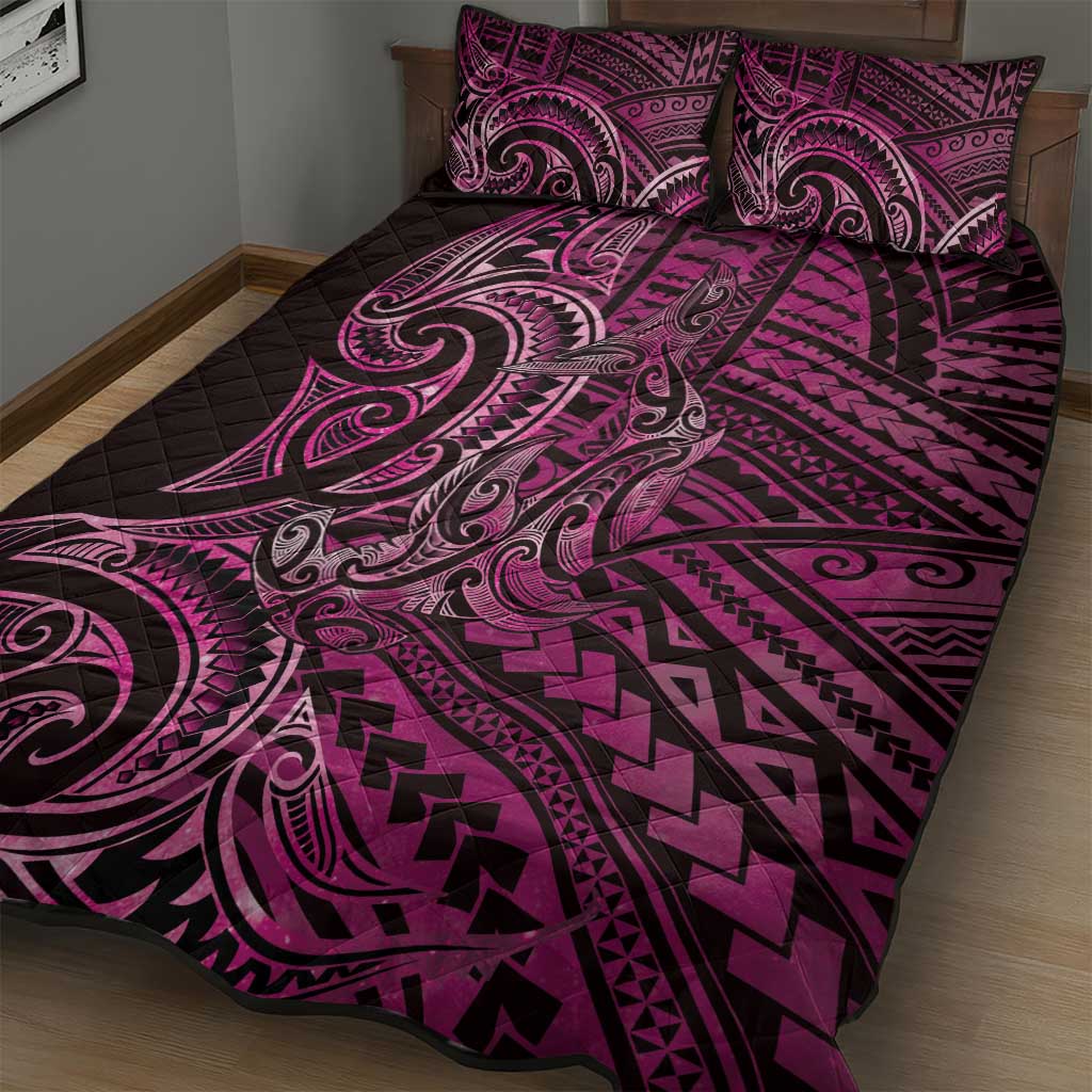 New Zealand Hammerhead Shark Quilt Bed Set Maori Haehae Mangopare Pink - Vibe Hoodie