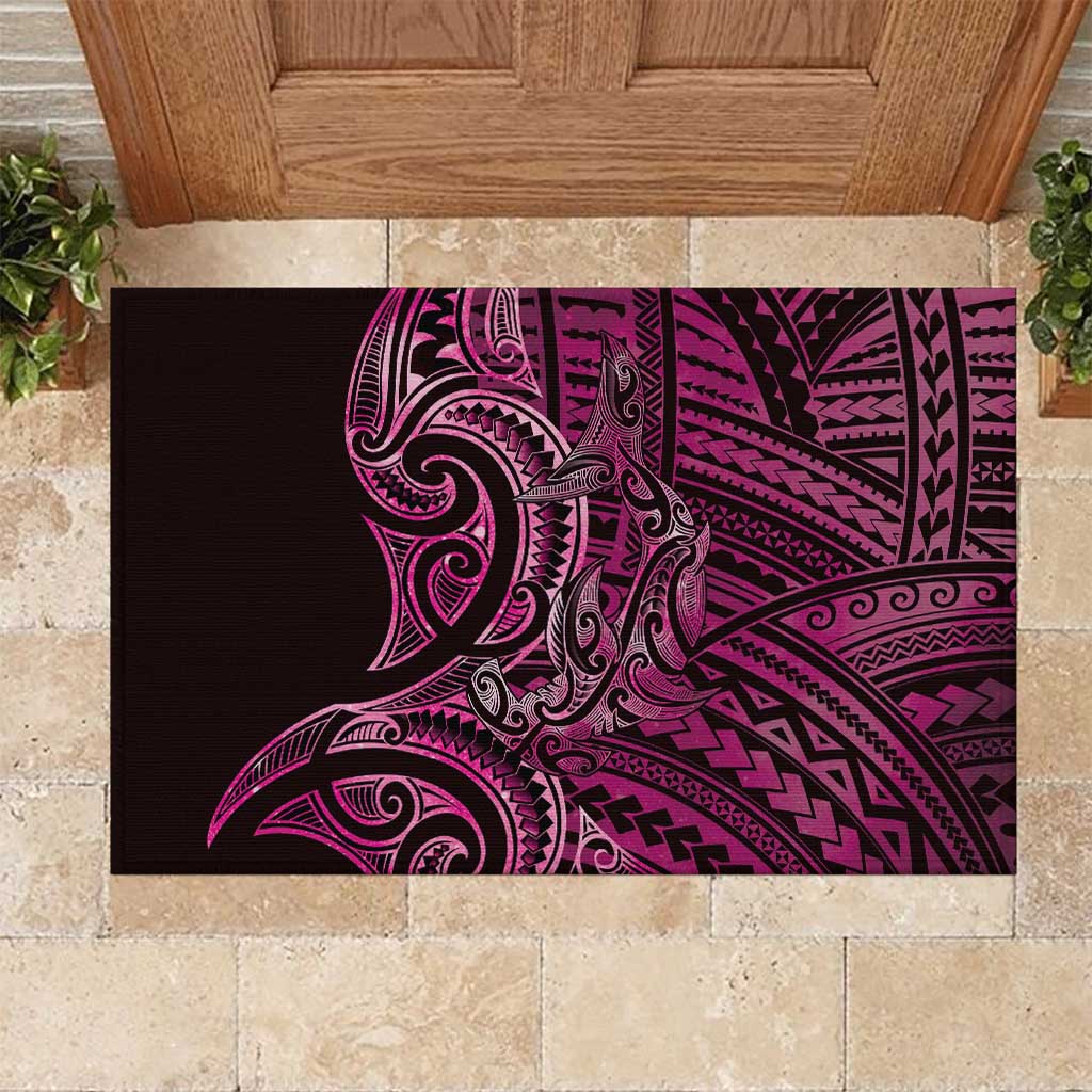 New Zealand Hammerhead Shark Rubber Doormat Maori Haehae Mangopare Pink - Vibe Hoodie