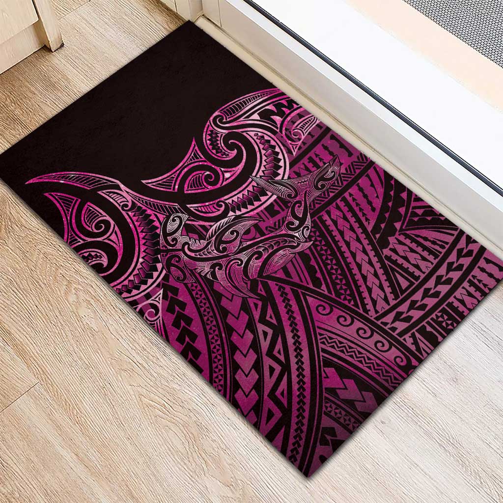 New Zealand Hammerhead Shark Rubber Doormat Maori Haehae Mangopare Pink - Vibe Hoodie
