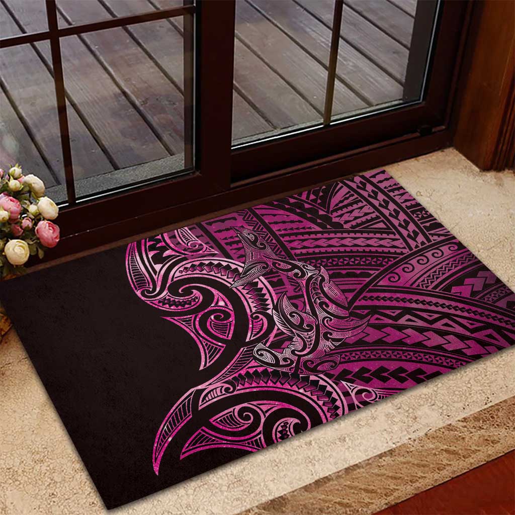 New Zealand Hammerhead Shark Rubber Doormat Maori Haehae Mangopare Pink - Vibe Hoodie