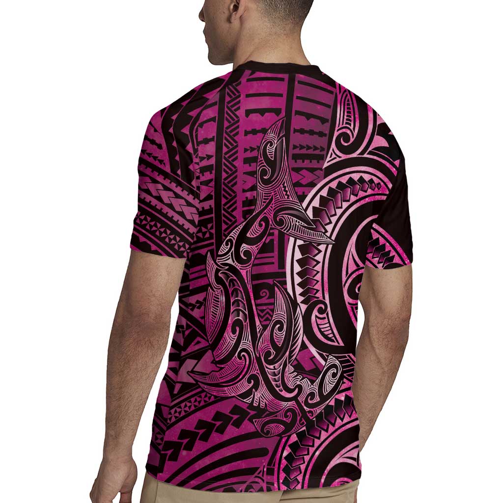 New Zealand Hammerhead Shark Rugby Jersey Maori Haehae Mangopare Pink - Vibe Hoodie