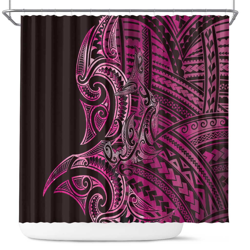 New Zealand Hammerhead Shark Shower Curtain Maori Haehae Mangopare Pink - Vibe Hoodie