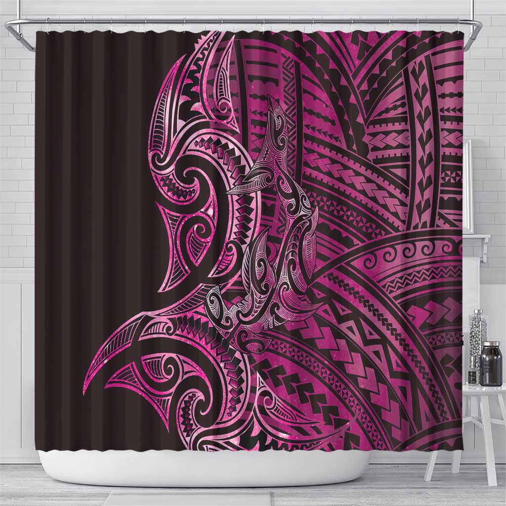 New Zealand Hammerhead Shark Shower Curtain Maori Haehae Mangopare Pink - Vibe Hoodie