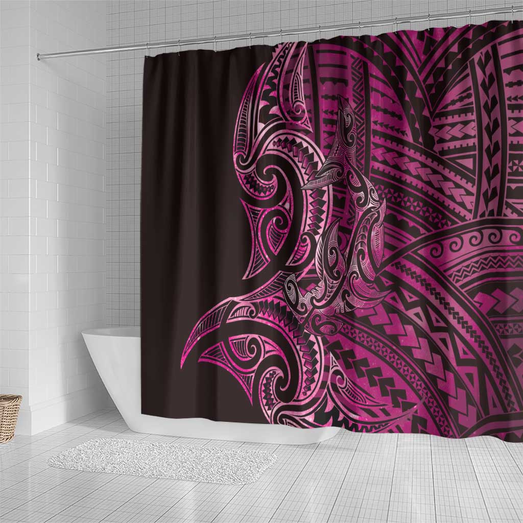 New Zealand Hammerhead Shark Shower Curtain Maori Haehae Mangopare Pink - Vibe Hoodie
