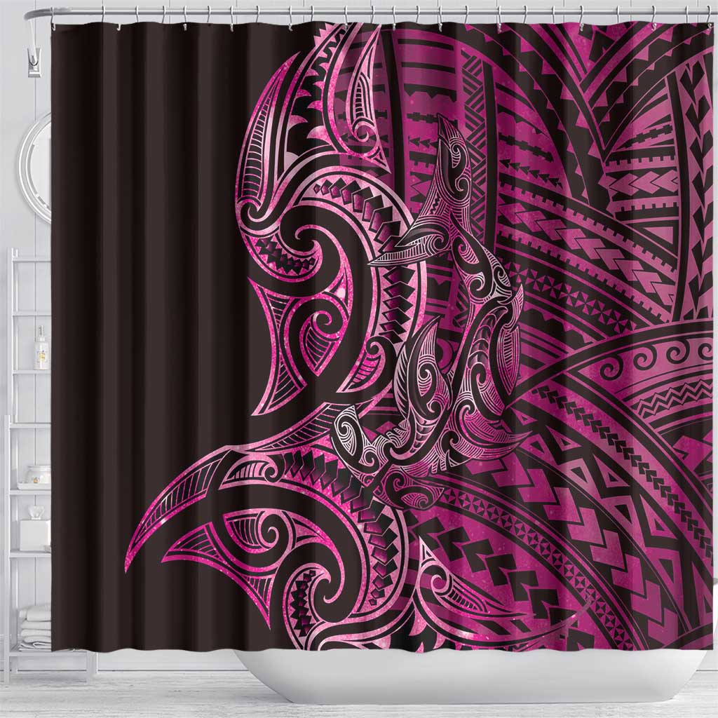 New Zealand Hammerhead Shark Shower Curtain Maori Haehae Mangopare Pink - Vibe Hoodie