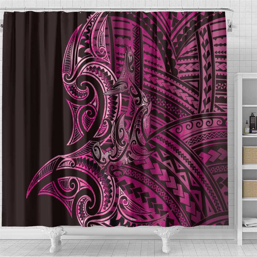 New Zealand Hammerhead Shark Shower Curtain Maori Haehae Mangopare Pink - Vibe Hoodie