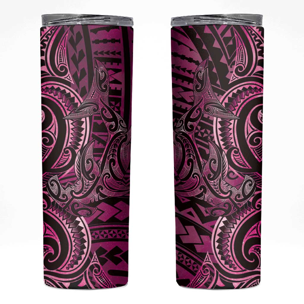 New Zealand Hammerhead Shark Skinny Tumbler Maori Haehae Mangopare Pink - Vibe Hoodie