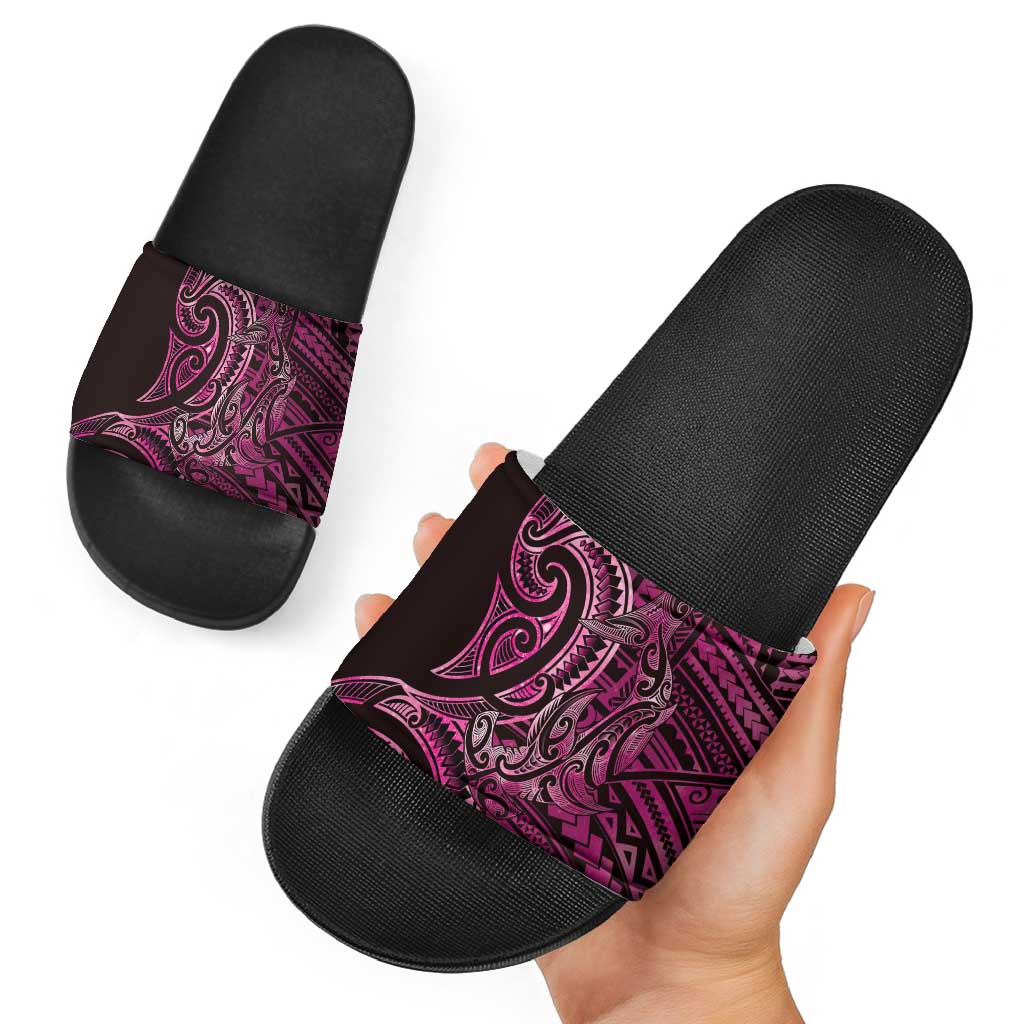 New Zealand Hammerhead Shark Slide Sandals Maori Haehae Mangopare Pink - Vibe Hoodie