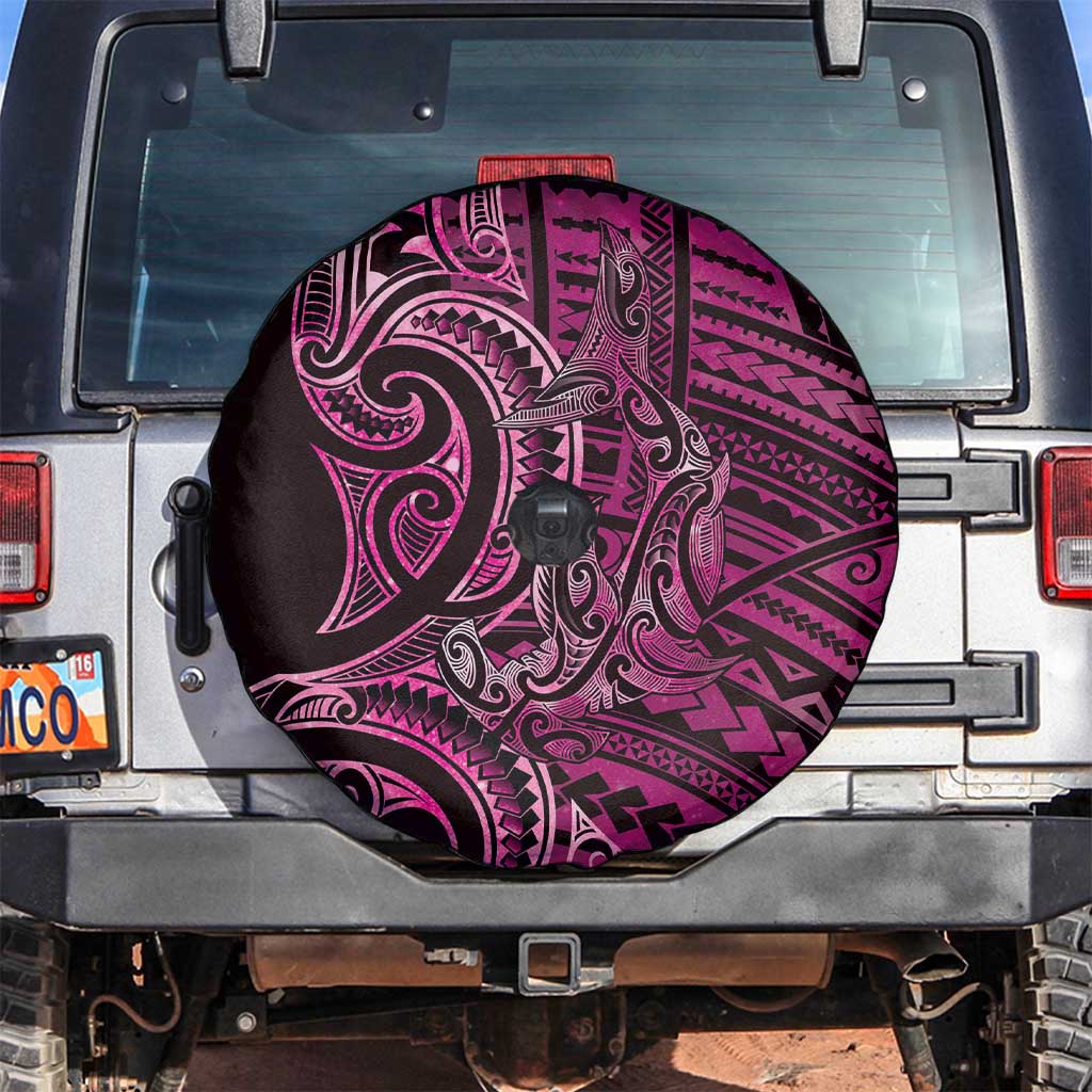 New Zealand Hammerhead Shark Spare Tire Cover Maori Haehae Mangopare Pink - Vibe Hoodie
