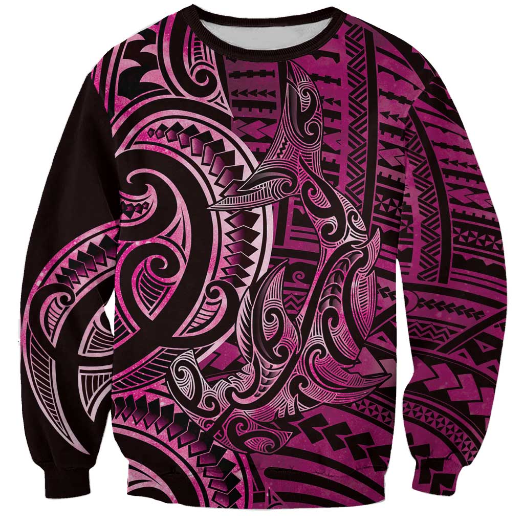 New Zealand Hammerhead Shark Sweatshirt Maori Haehae Mangopare Pink - Vibe Hoodie