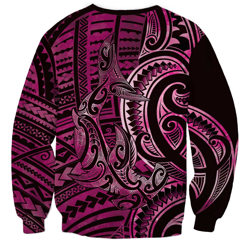 New Zealand Hammerhead Shark Sweatshirt Maori Haehae Mangopare Pink - Vibe Hoodie