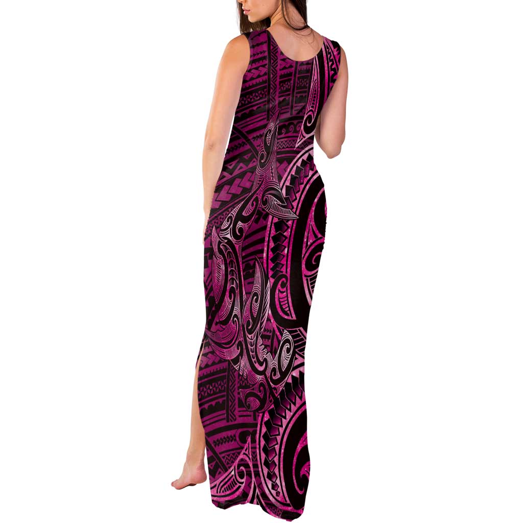 New Zealand Hammerhead Shark Tank Maxi Dress Maori Haehae Mangopare Pink - Vibe Hoodie