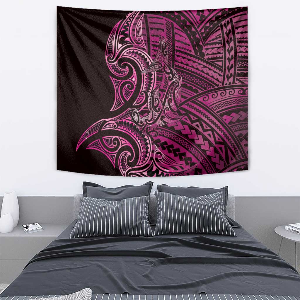 New Zealand Hammerhead Shark Tapestry Maori Haehae Mangopare Pink - Vibe Hoodie