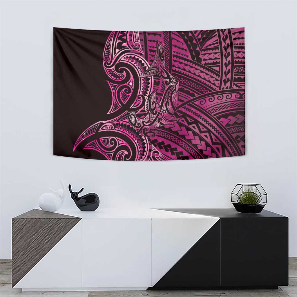New Zealand Hammerhead Shark Tapestry Maori Haehae Mangopare Pink - Vibe Hoodie