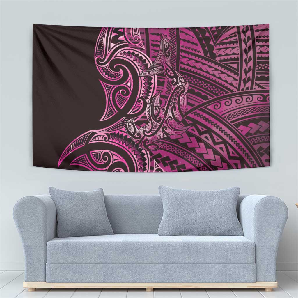 New Zealand Hammerhead Shark Tapestry Maori Haehae Mangopare Pink - Vibe Hoodie