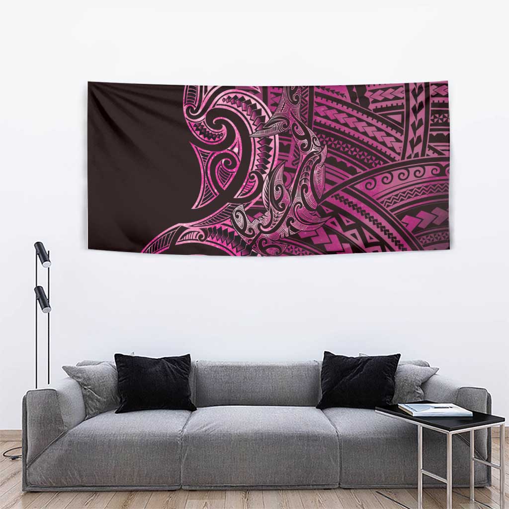 New Zealand Hammerhead Shark Tapestry Maori Haehae Mangopare Pink - Vibe Hoodie